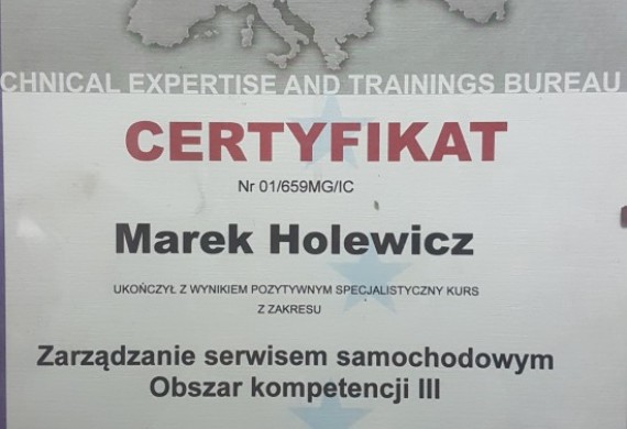 Certyfikat za szkolenia