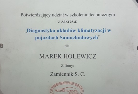 Certyfikat za szkolenia